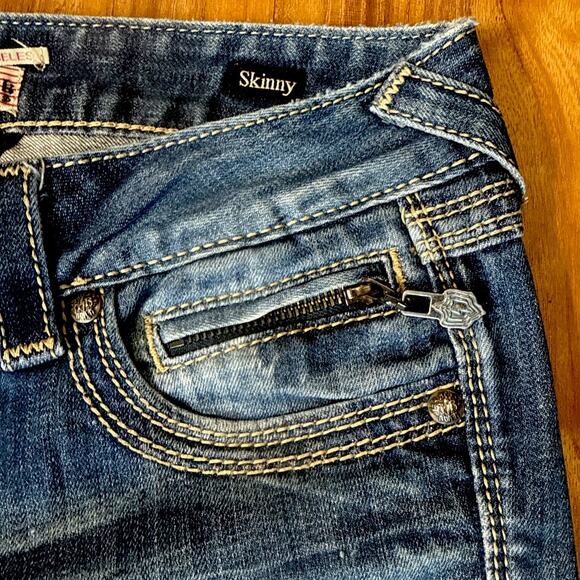 Be Rocks For Express Women's Blue Jeans Skinny Double Stitched Sz 2R - Picture 4 of 9